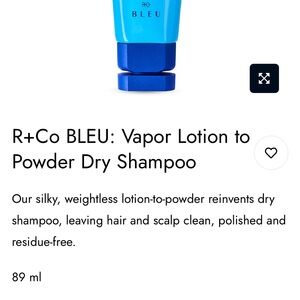 R+Co BLEU Vapor Lotion to Powder Dry Shampoo in Blue